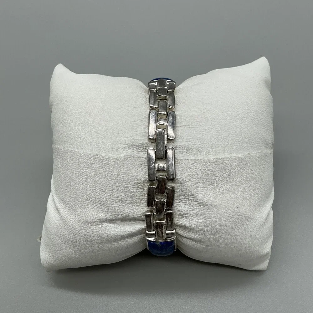 Gem Time Womens Watch 19mm MOP Dial Silver Tone Lapis Bracelet New Battery 7
